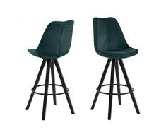 Amazon Brand - Movian Arendsee - Juego de 2 taburetes de bar, 55 x 48,5 x 111,5 cm, verde
