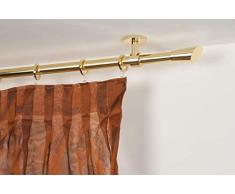 InCasa Barra para Cortina, 20 mm. de diámetro, 140 cm. de Longitud, en latón Brillante – Completo