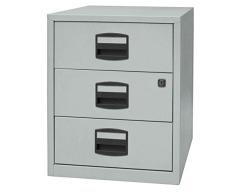 Bisley Home móvil Armario Auxiliar PFA, 3 Universal cajones, 355 Plata, 40 x 41.3 x 52.8 cm