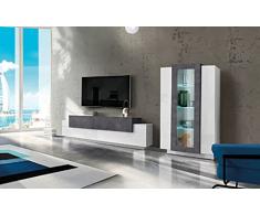 Homemania Módulo de Pared Coro con Soporte de TV, Tablero de Aglomerado de Melamina, Blanco, Arce, 280 x 45 x 120.5 cm