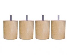 Margot – Camaleón Cilindro – Juego de 4 Patas de somier 7 x 7 x 9,3 cm, Madera, Natural, 7 x 7 x 9,3 cm