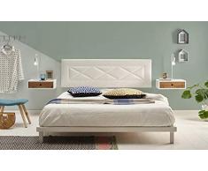 HOGAR24 ES R55-155 cm- Cabecero Tapizado, Válido para Cama 135-150 cm, Color Blanco