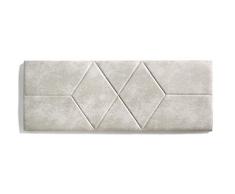ECCOX - Cabecero de Cama Dos Rombos de Tela Antimanchas Aquaclean- Cabezal Tapizado en Tela con Acolchado de Espuma y Refuerzo Trasero - Color Blanco Efecto Granito - 152 cm para Camas de 150 cm