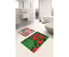 Questo Casa, Base Decorativa, Antideslizante, Juego de tapete de baño Delgado Moderno Lavable de 2 Piezas, Rectangular, Alfombra de baño, Alfombra de baño, 0.9Mc, Pila:4mm, 60x100 Cm, 50x60 Cm