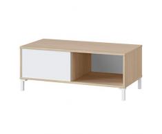 Mesa de Centro con 2 Huecos, Mesa Auxiliar, Modelo Brooklyn, Acabado en Roble Canadian y Blanco Artik, Medidas: 100 cm (Largo) x 50 cm (Ancho) x 40 cm (Alto)