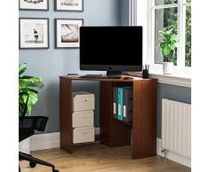 Vida Designs Hetton esquinero estantes, Escritorio de Oficina en el hogar, Mesa para Ordenador portátil, Estudio de Juegos, Muebles, Nogal, Madera de diseño, 76 x 100 x 70 Cm