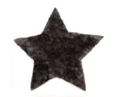 Pilepoil – Alfombra de Estrella – Piel sintética – 140 x 140 cm – 100% fabricación Francesa – Ideal para habitación Infantil – Salón – Decoración – Gris Oscuro