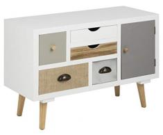 AC Design Furniture Tocador Cajones Multicolores Suwen, Blanco, 81 x 34 x 55 cm