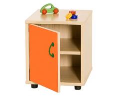 Mobeduc Mueble Infantil Superbajo Armario 2 estantes 360, Haya, Haya y Naranja, 36x40x44 cm