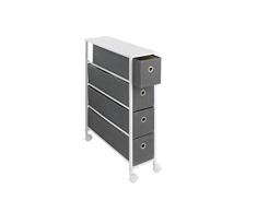 Maximex Estantería de nicho con 4 cajones, con 4 cajones extraprofundos y 4 Ruedas Suaves, Metal, 20 x 58 x 79 cm, Color Blanco