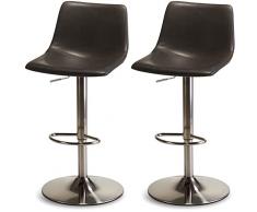 Furnhouse Furniture Taburete de Bar, Patas: Acero, Asiento: Madera Maciza, Poliuretano, Espuma, Gris, L46x B57x H89/110 cm
