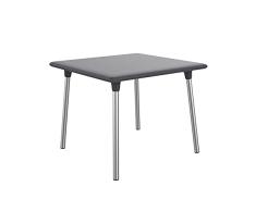 RESOL New Flash Mesa Jardín Comedor Interior o Exterior 90x90 Cuadrada | 2 ó 4 Personas | Robusta, Sobria y Funcional | Protección UV para Uso en Patio, Terraza o Porche - Color Gris Oscuro