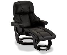 Ibbe Design Sillón Relax Sillón Reclinable con Reposapiés Negro Reclinación Eléctrica Crown Tapizado en Cuero, Ajustable