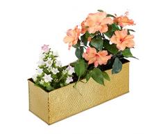 Relaxdays Jardinera Interior, Hierro Galvanizado, Dorado, 13,5 x 40 x 12,5 cm