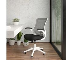 Flash Furniture Muebles Flash Sillas de Oficina Espuma de Nailon y Acero, Malla Negra/Marco Blanco, Conjunto De 1