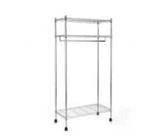 Haku Möbel 43689 Perchero con Ruedas Acero Cromado 45 x 90 x 187 cm