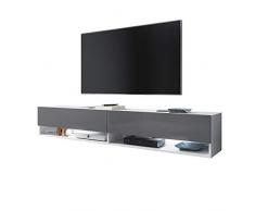 Selsey - Mueble para TV (180 x 32,5 x 30 cm), color blanco mate y gris brillante