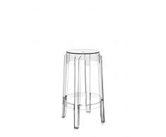 Kartell Charles Ghost, Taburete Medium, 65 x 42.5 x 29 cm, Cristal, Set de 2