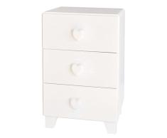 Bainba Mesita de Noche Infantil Piccolo 3 Cajones, Blanco, 57 X 32 X 34 cm