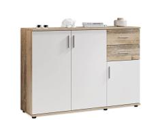 Stella Trading Cómoda Bobby en Aspecto Antiguo, Color Blanco – Aparador Moderno con Mucho Espacio para su salón, Old Style White, 3 Türen, 2 Schubladen