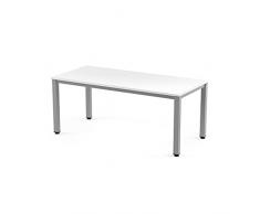 Rocada | Escritorio para Ordenador | Mesa de Estudio para Oficina en casa | Estructura de Acero | Mesa de despacho en Madera Color Blanco y Estructura Color Gris | 140 x 80 cm | Montaje Sencillo