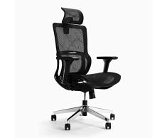 Novilla sillas de Oficina ergonómica, Sillas de Escritorio con 2D reposacabezas + 3D Brazos, Asiento de Malla Ultra Transpirable, Sillón Giratorio para despacho y Estudio Carga 200 kg, Fluere