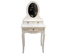 DRW Mesa tocador con Espejo en Madera Natural 60x40x136 cm