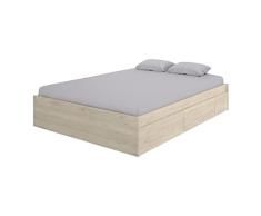 HOMEKIT Cama Matrimonio 190x150 con 4 cajones, Natural, Doble