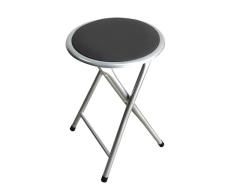 BigBuy Home Taburete Plegable Acolchado Negro (30 x 30 x 44,5 cm)