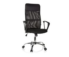 hjh OFFICE 621900 Silla de Oficina/Silla ejecutiva Pure Net Malla/Piel sintética Negro, Silla giratoria, Respaldo ergonómico, Especialmente Alto