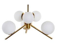 Lámpara de Techo de Metal y Cristal con 6 Bolas en Dorado 60x60x93cm