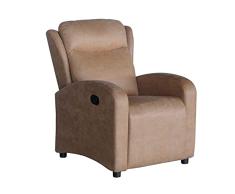 SHIITO - Sillón Reclinable con Reposapiés - 105 x 98 x 74 cm - Modelo Brand - Máximo Relax y Confort - con Sistema de Apertura Manual - En Color Beige