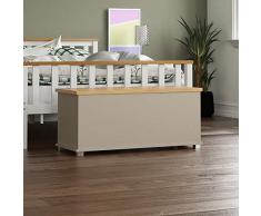 Vida Designs Otomana Arlington Storage, cómoda de madera con tapa, asiento, taburete, banco con ventana, mantas, ropa de cama, caja de juguetes, reposapiés, gris