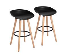 MEUBLE COSY Juego de 2 Taburetes de Bar Altura de 68 cm con Reposapiés Silla de Comedor Cocina Marco de Madera Maciza