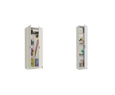 Habitdesign 007142O - Armario Multiusos escobero de 2 Puertas, Color Blanco Mate, Medidas: 73 cm x180 cm x 37 cm + Kawai 1 007141O - Mueble Armario Multiusos, Color Blanco