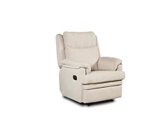 ECCOX - Sillón Reláx Boston- Sillón Reclinable Manual Tanto de Espalda como el Reposapié - Tapizado en Tela Antimanchas Aquaclean - Color Beige
