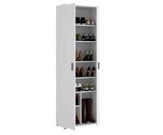 HOMEKIT Armario Multiusos 6 estantes, Madera de ingeniería, Blanco, 61x190x35cm