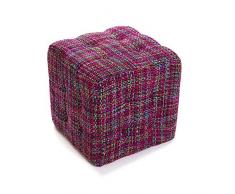 Versa 19501364 Taburete Cubo Rosa Vesna, Madera y algodón, 35 x 35 x 35 cm