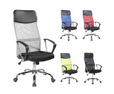 Rebecca Mobili Sillón Ergonómico, Silla Oficina Teletrabajo, Negro Gris, Respaldo PU Respirable, con Ruedas - Medidas: 113 / 123x57,5x58,5 cm (AxANxFON) - Art. RE6543