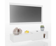 Homey Blanco Mueble Recibidor Horizontal, Modelo Alais, Práctico y Funcional, Color, Madera, 91,5cm (Largo) x 26cm (Fondo) x 69,2cm (Alto)