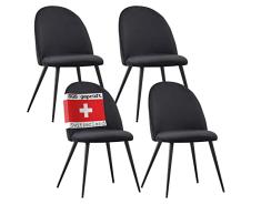Albatros Sillas de Comedor Capo con Juego de 4 Fundas de Terciopelo en Negro - Elegante diseño Vintage, Funda de Terciopelo, Silla tapizada aprobada por SGS - Silla de Cocina Moderna