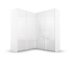 Rauch Möbel Quadra Armario de Esquina de Puertas suspendidas, Madera de ingeniería, Blanco Brillante, 181x210x187