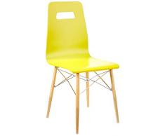 Relaxdays Arvid Conjunto de Sillas, Madera, Amarillo, 40x43x92 cm, 2 Unidades