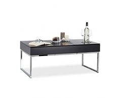 relaxdays Mesa Centro Elevable para Salón, 2 Compartimentos, DM y Metal, 45,5 x 110 x 60 cm, Negro