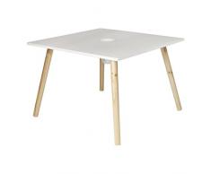 HOME DECO KIDS Mesa con portalápices, diseño de garabatos, decoración de habitación, Madera de ingeniería, Blanco, 60.00 x 60.00 x 45.50