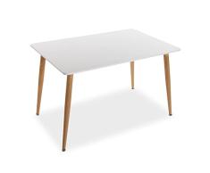 Versa Anika Mesa de Comedor para Cocina, Terraza, Jardín o Comedor, Medidas (Al x L x An) 75 x 120 x 80 cm, Madera, PVC y Metal, Color Blanco