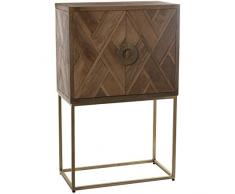 DRW Armario con 2 Puertas de Madera de álamo y Patas de Metal en Natural y Dorado 76x42x122cm, Alt. Patas 62cm