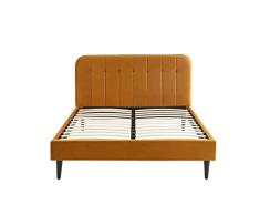 Cama Doble ANDRÉ – Terciopelo Amarillo Mostaza – Somier 160 x 200 cm Incluido