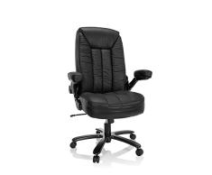 hjh OFFICE 691021 XXL Silla giratoria Instructor III Cuero Negro, Silla de Oficina, Peso máximo 220kg, Comoda