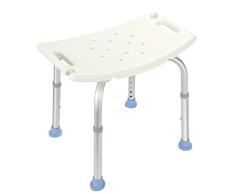 SWANEW Taburete de Ducha para Personas Mayores y Embarazadas, 38-53 cm, Altura Regulable, Asiento de Ducha Estable con pies Antideslizantes